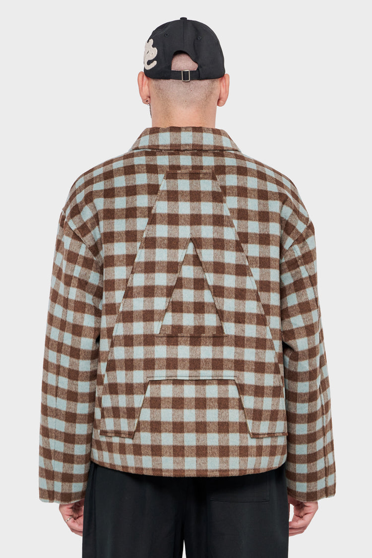meskie#@Kurtka WOOL CHECK brązowa