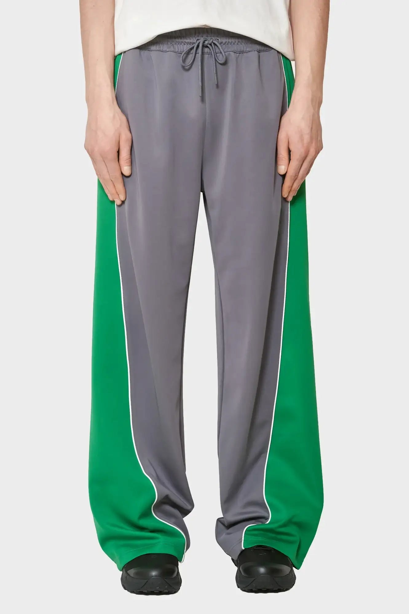 meskie#@Spodnie TRAINING TRACK TROUSERS szaro-zielone