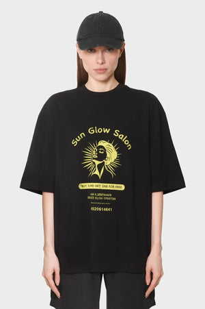 damskie#@Koszulka SUN GLOW OVERSIZED TEE wyprawano-czarna