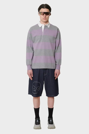meskie#@Bluza LANGDON RUGBY SHIRT szara-różowa