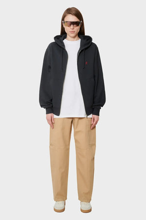 Bluza ONE POINT ZIP HOODED SWEATSHIRT wyprasowano-czarna
