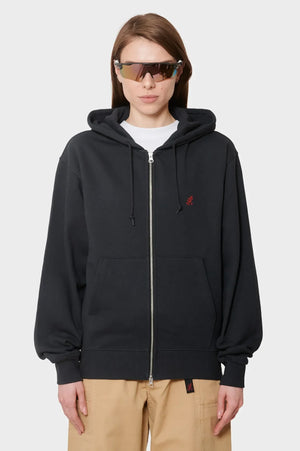 Bluza ONE POINT ZIP HOODED SWEATSHIRT wyprasowano-czarna
