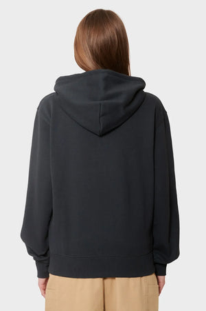 Bluza ONE POINT ZIP HOODED SWEATSHIRT wyprasowano-czarna