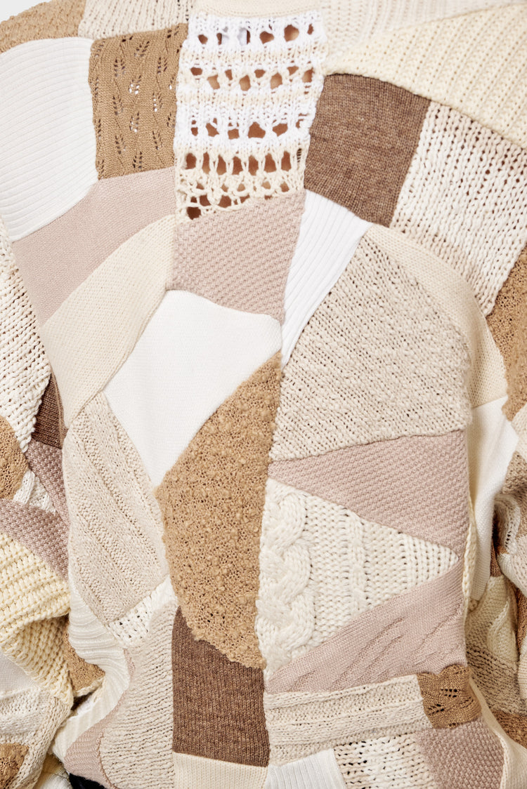 Sweter CROPPED PATCHWORK beżowy