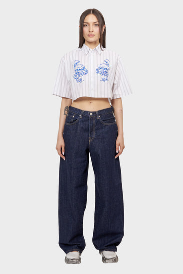 damskie#@Spodnie WIDE PANT granatowe
