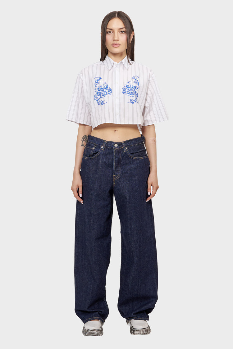 damskie#@Spodnie WIDE PANT granatowe