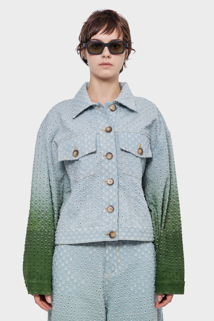 PERFORATED JACKET light blue/green