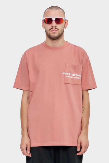 meskie#@Koszulka THROW POCKET TEE różowa