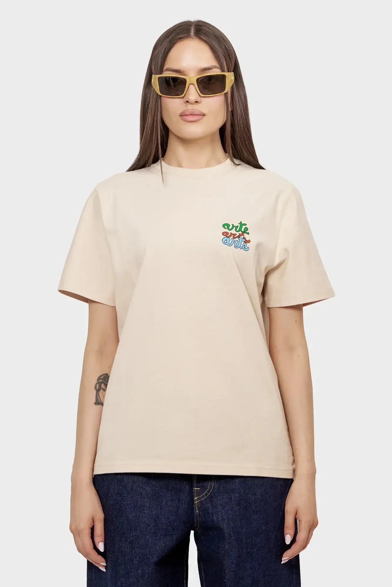 Koszulka MULTI LOGO kremowa