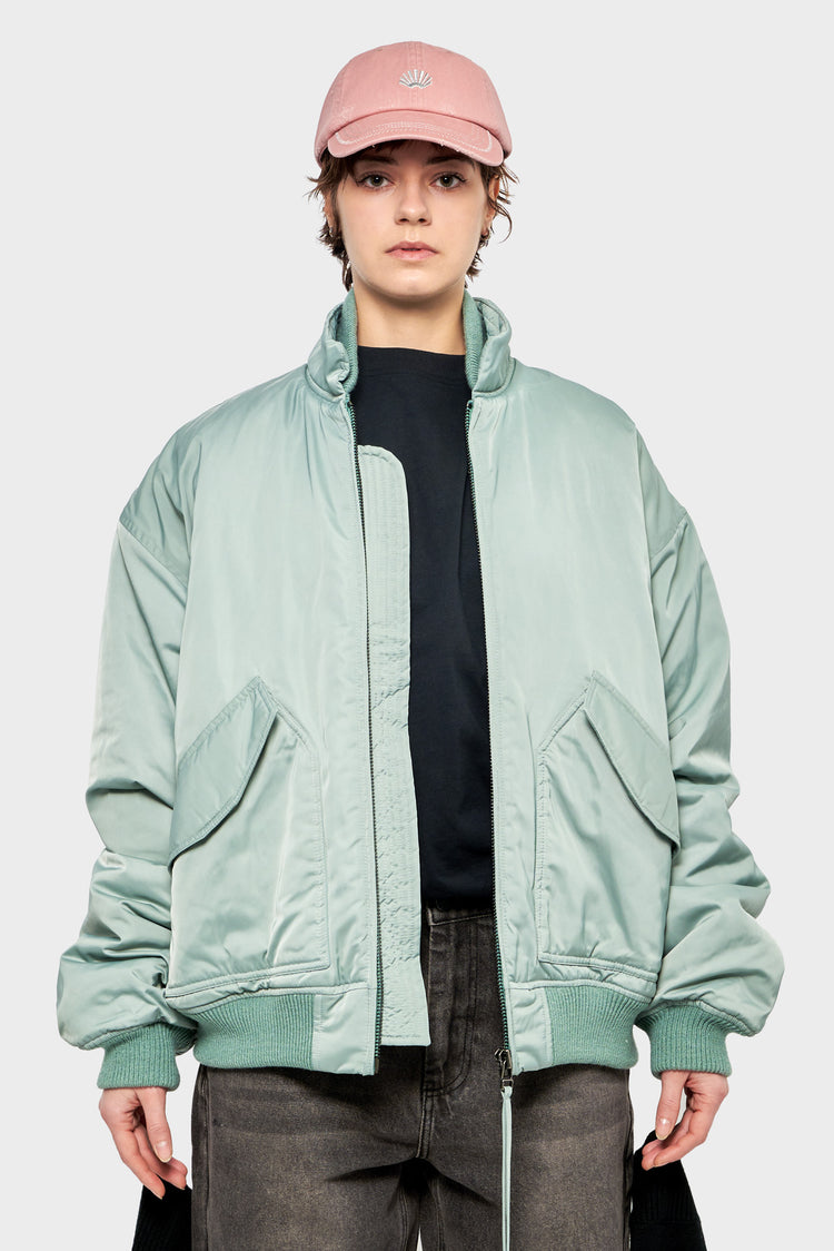 damskie#@Kurtka BOMBER JACKET zielona