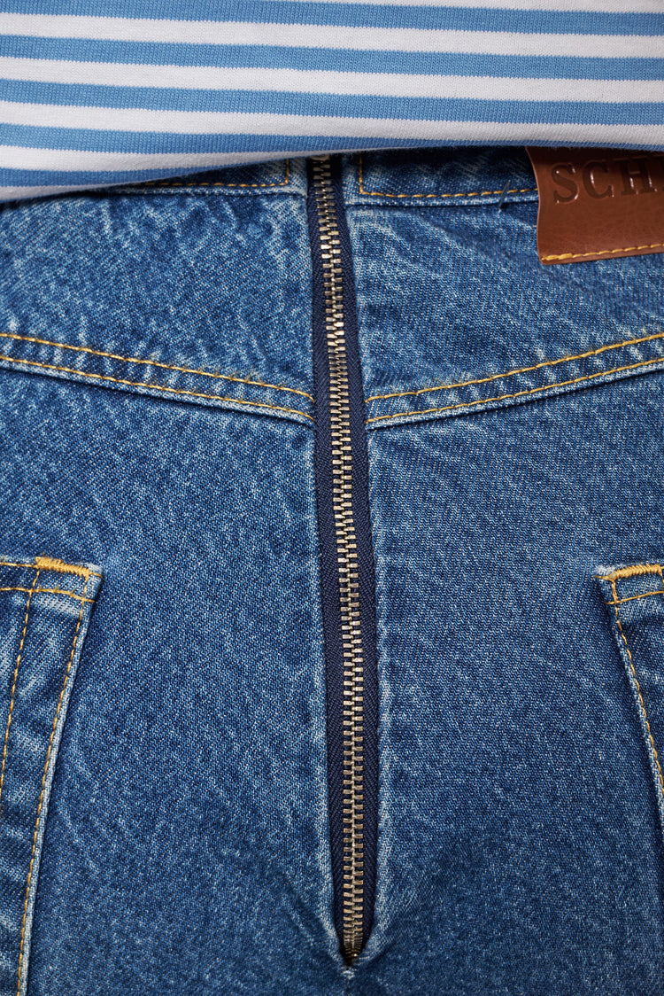 FRINGED pants navy blue