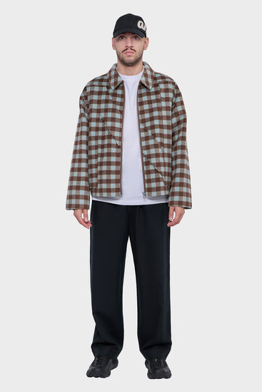 meskie#@Kurtka WOOL CHECK brązowa