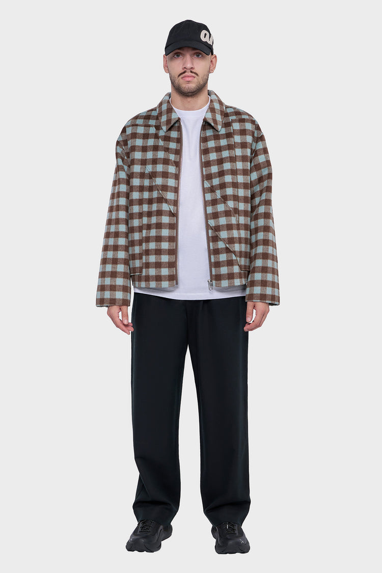 meskie#@Kurtka WOOL CHECK brązowa