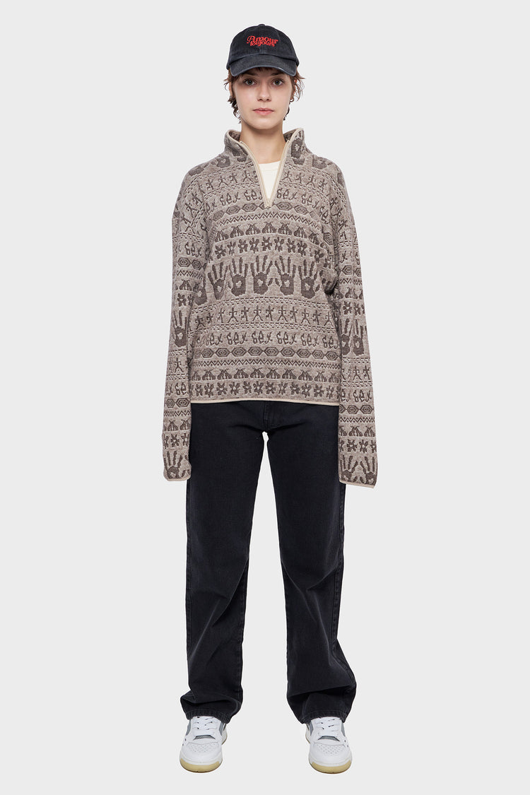 damskie#@Sweter KNOTTY KNIT szary