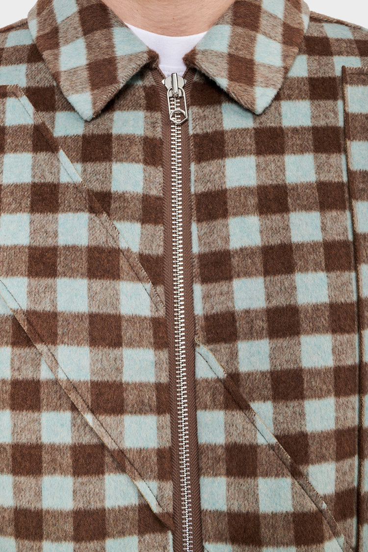 Kurtka WOOL CHECK brązowa