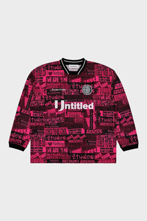Bluza typu long sleeve w odcieniach różu i czerni z nadrukiem tekstowym streetwear