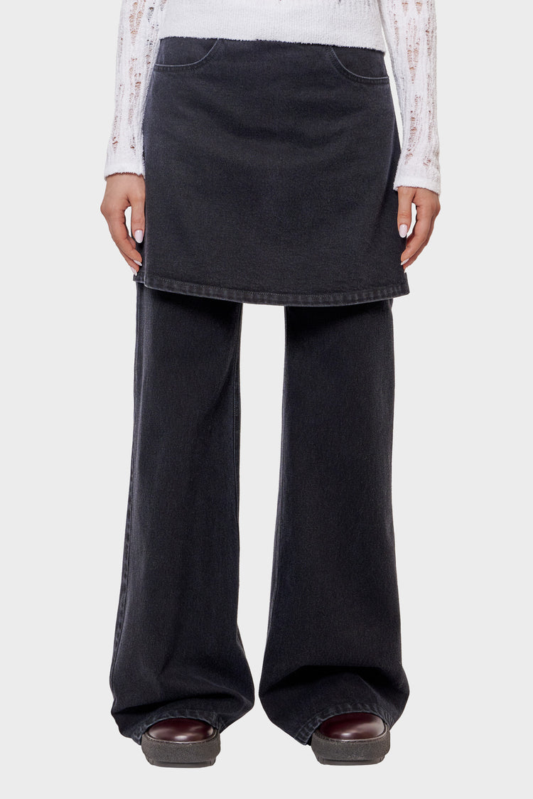 JEANS WITH SKIRT DETAIL black trousers