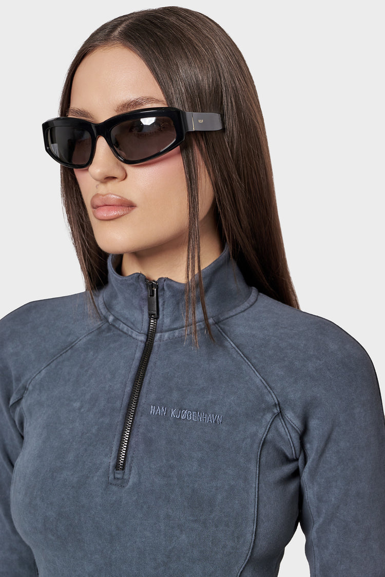Sukienka HALF ZIP JERSEY DRESS szara