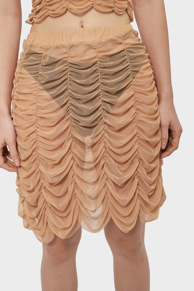 MESH DRAPE SKIRT beige
