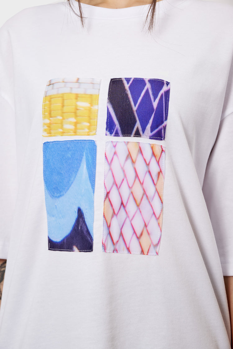 MOSAIC DETAIL T-shirt white