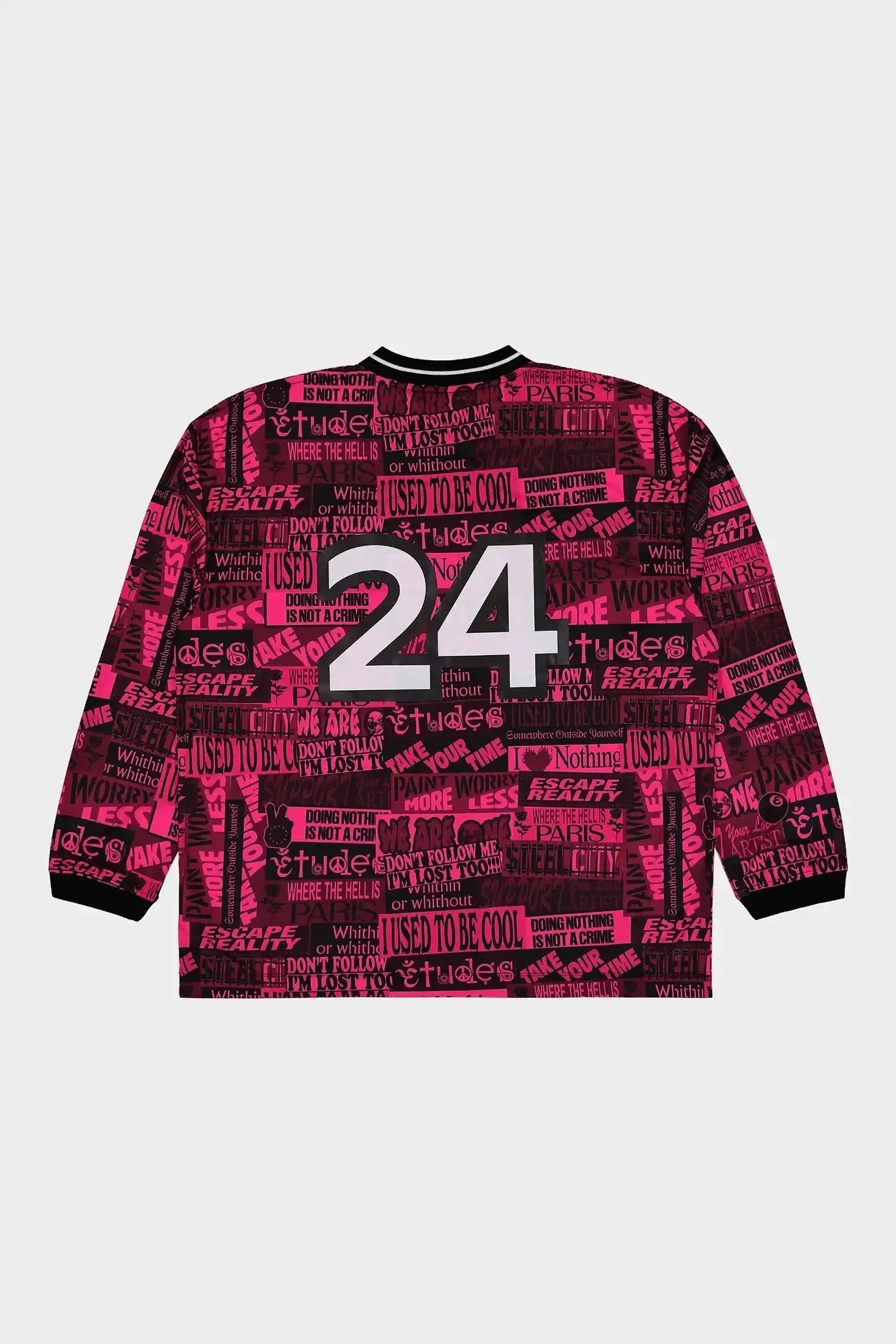 Bluza z długim rękawem, czarna i różowa, numer 24, nadruki tekstowe, streetwear