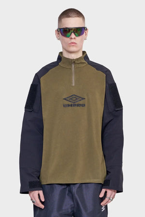 meskie#@Bluza TACTICAL HALF ZIP czarno/zielona