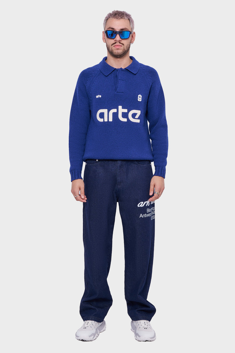 meskie#@Sweter FOOTBALL KNIT niebieski
