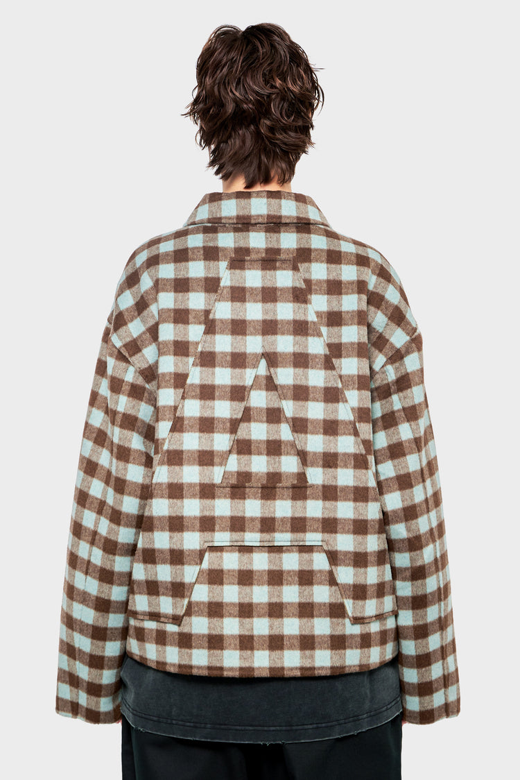 damskie#@Kurtka WOOL CHECK brązowa