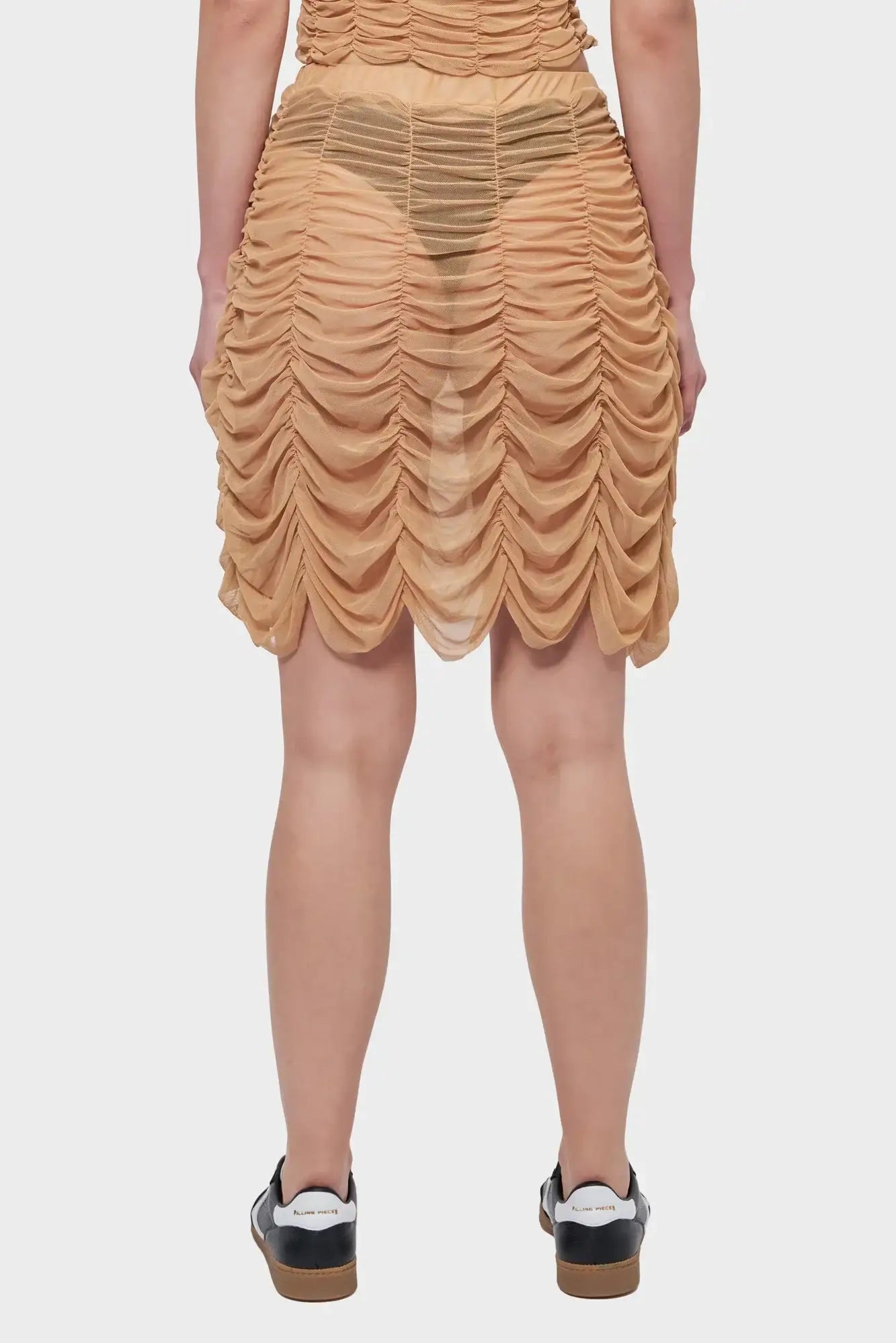 MESH DRAPE SKIRT beige