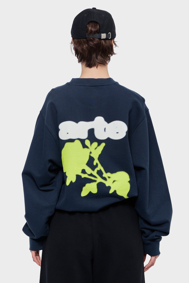damskie#@Bluza BLUR FLOWER CREWNECK granatowa
