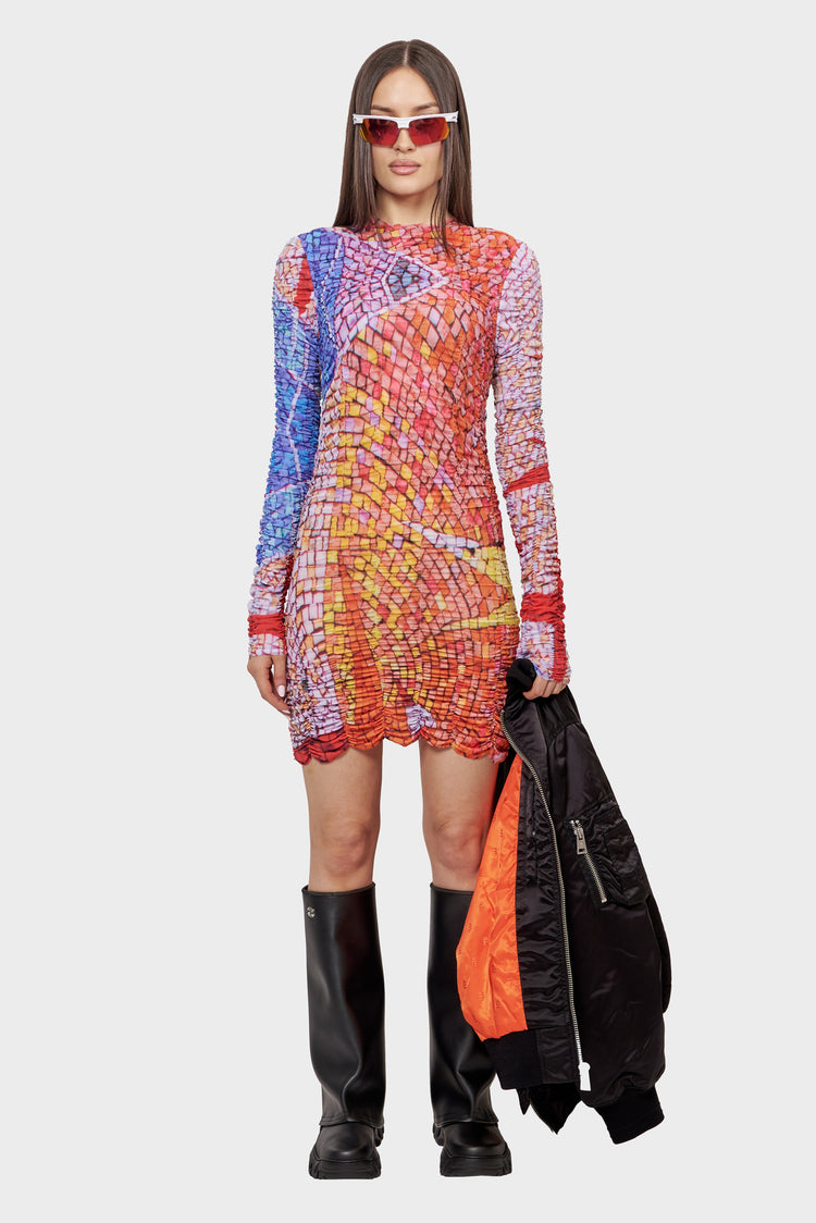 DRAPED MOSAIC MESH LONGSLEEVE longsleeve, multicolored