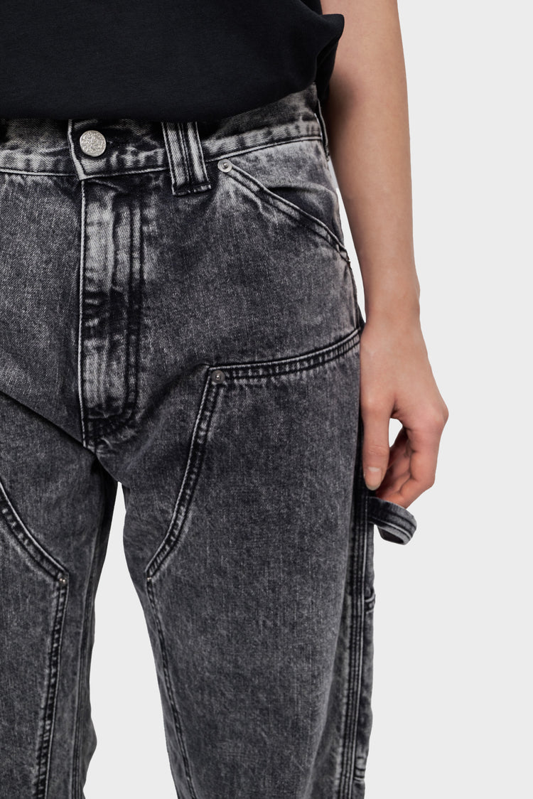 ACID WASH DENIM CARPENTER Black Trousers