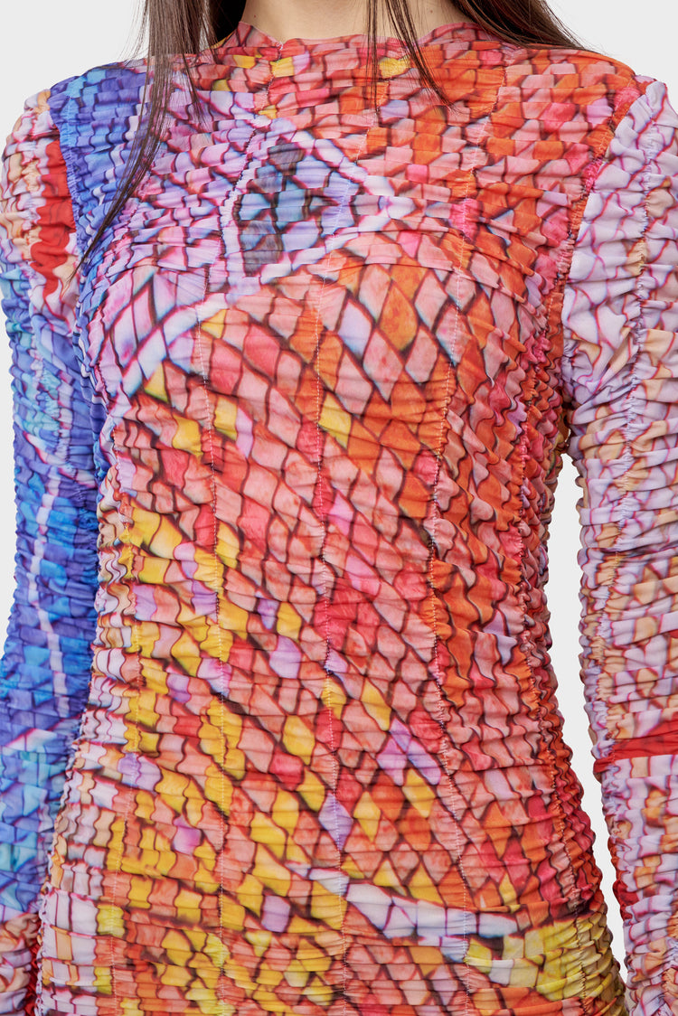 DRAPED MOSAIC MESH LONGSLEEVE longsleeve, multicolored