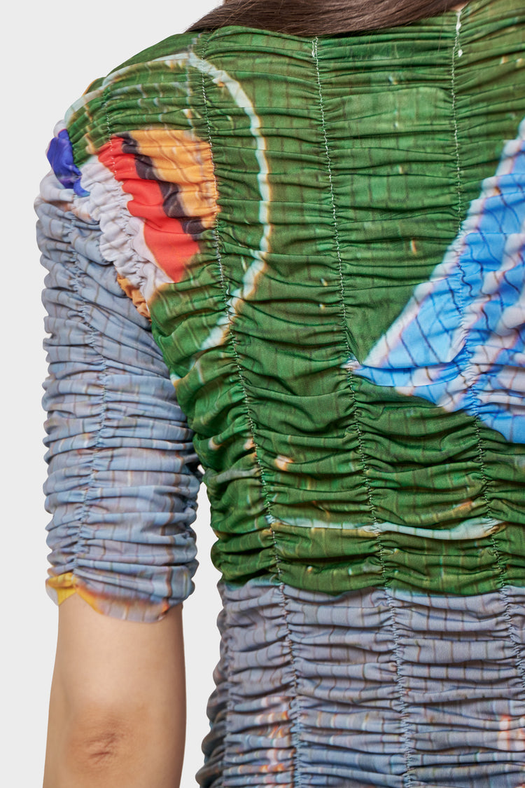 Draped Mosaic Top Multicolor