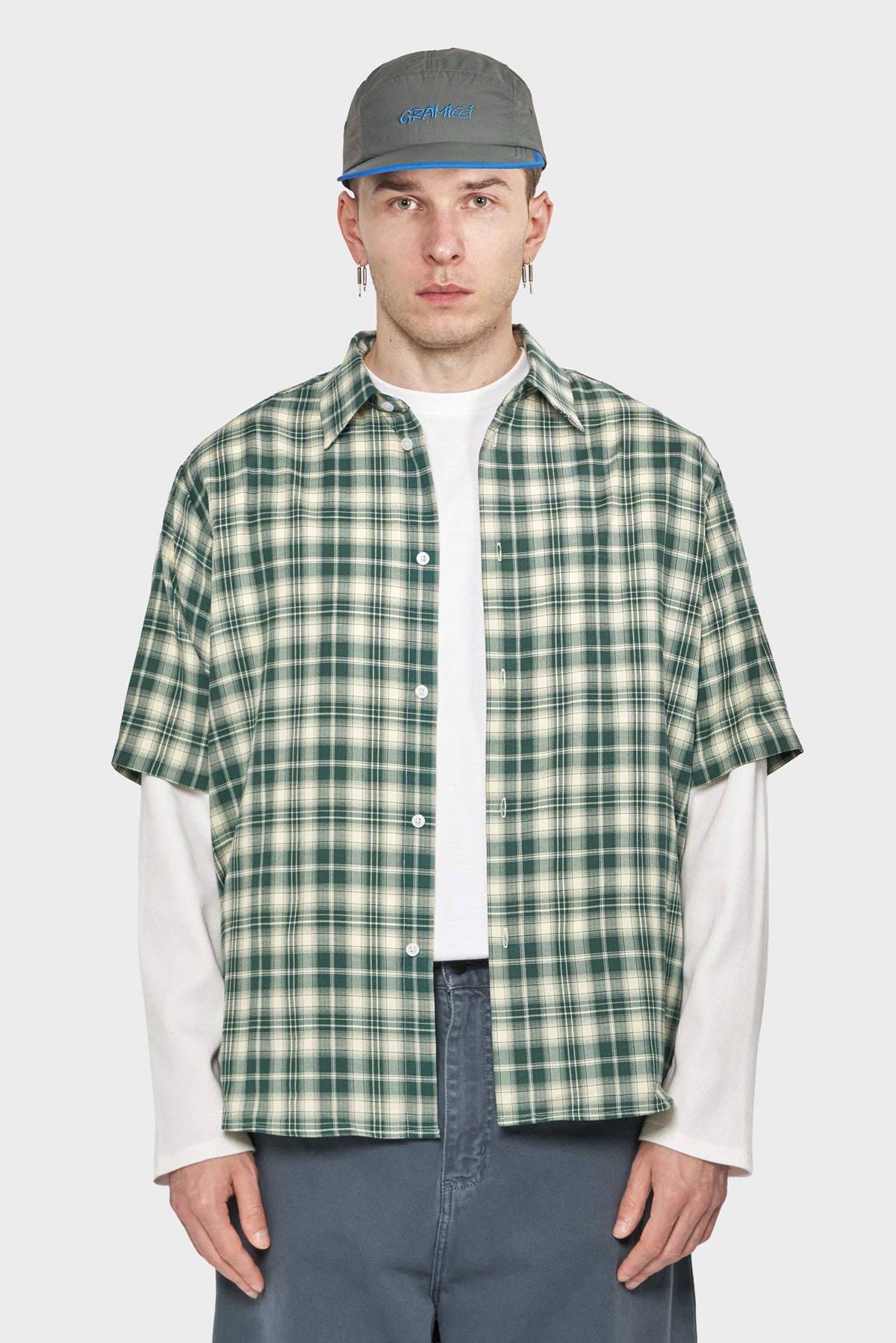 meskie#@Koszula DOUBLE LAYER SHIRT zielona
