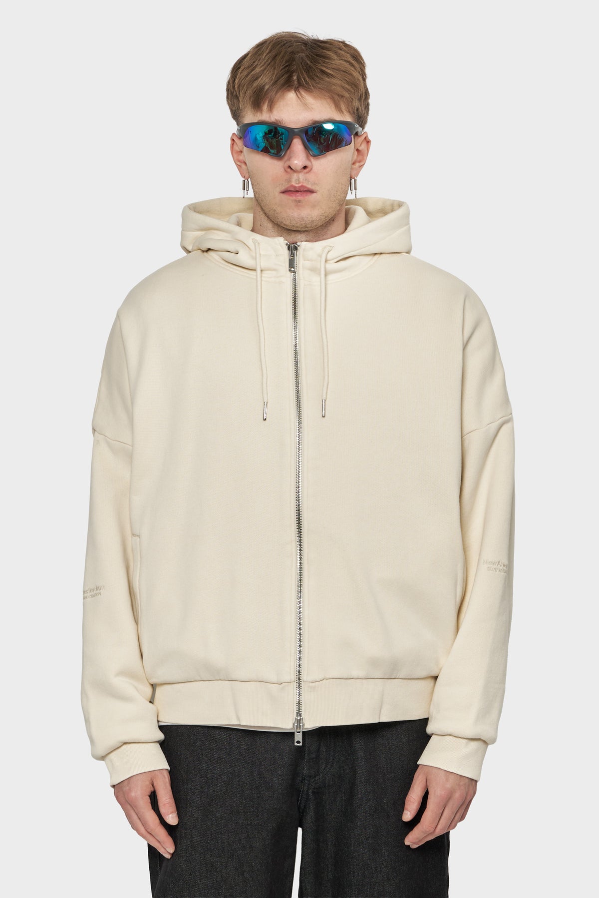 meskie#@Kurtka DOUBLE LAYERED HOODIE kremowa