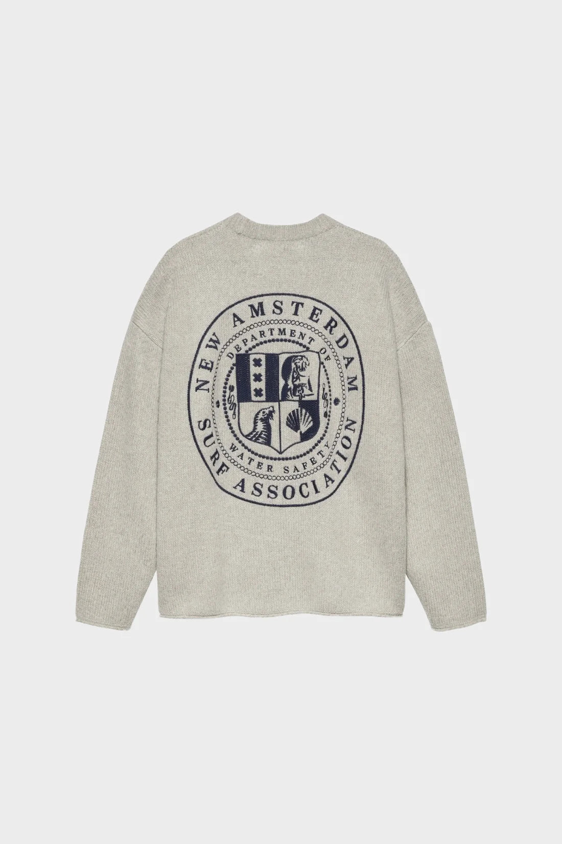 Sweter KNITTED STAMP CREWNECK szary