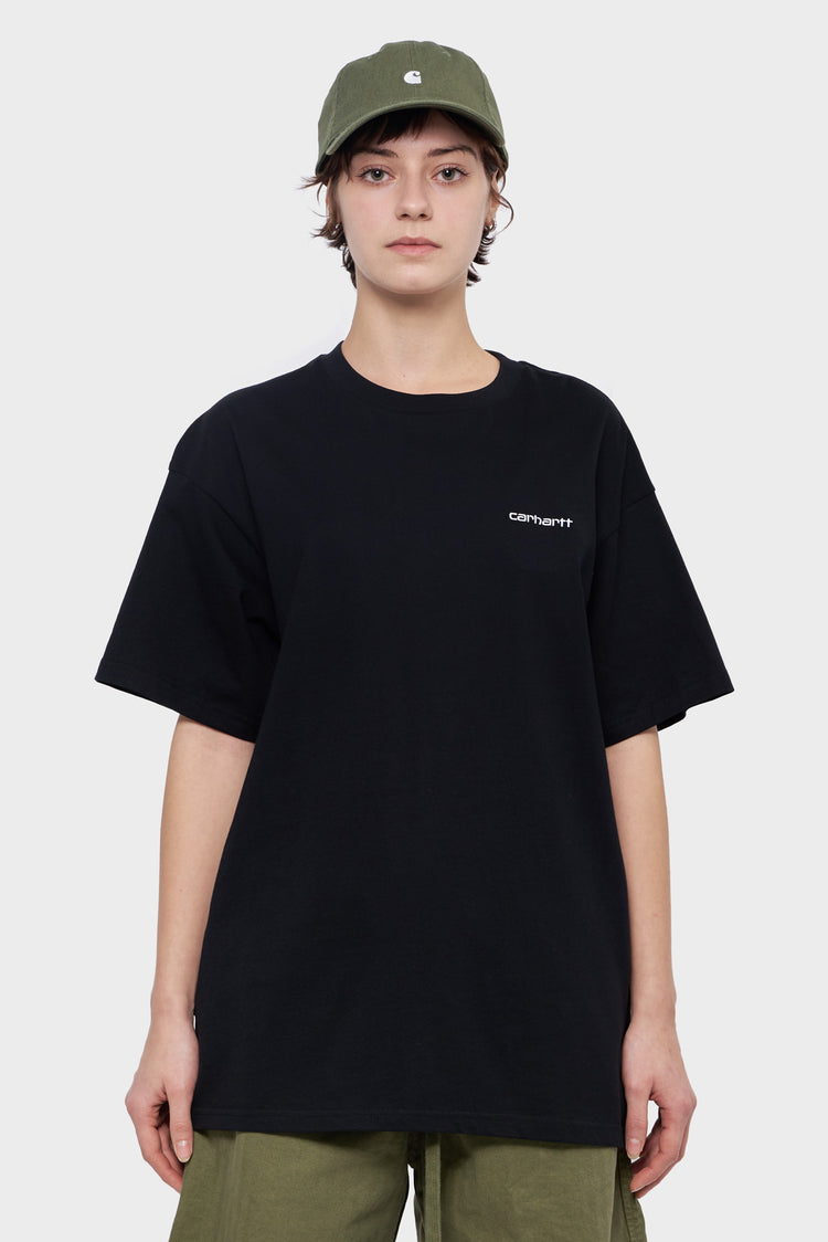 damskie#@Koszulka SCRIPT EMBROIDERY czarna