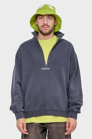 meskie#@Sweter SEA HALF ZIP szary