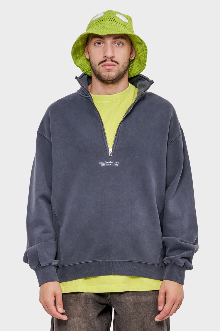 meskie#@Sweter SEA HALF ZIP szary
