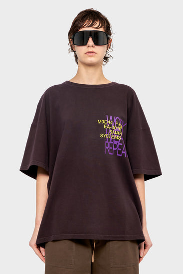 damskie#@Koszulka REPEAT OVERSIZE brązowa