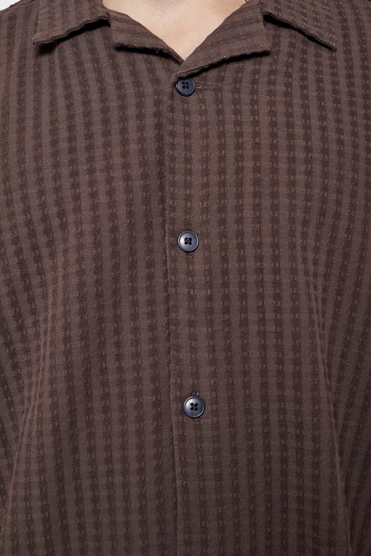DISRUPTED WAFFLE shirt brown