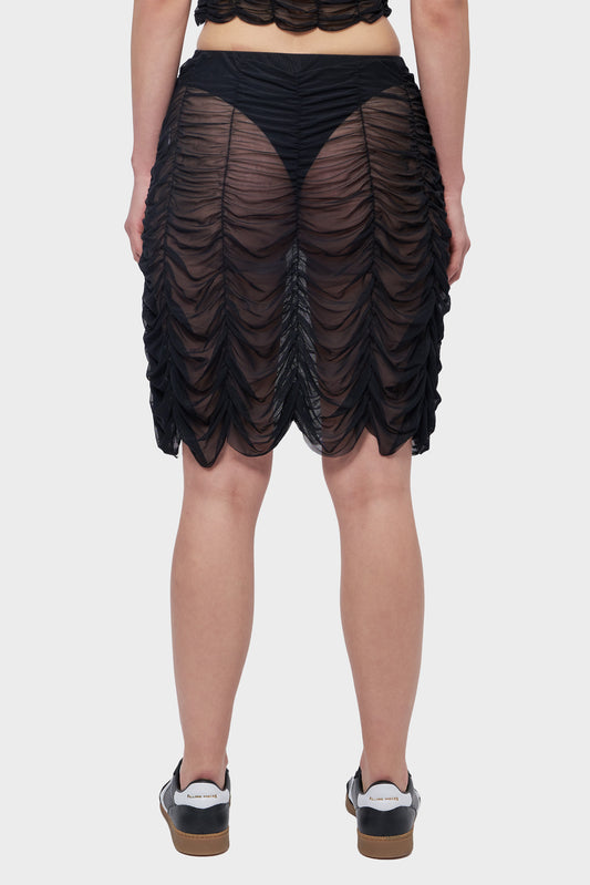 MESH DRAPE SKIRT black