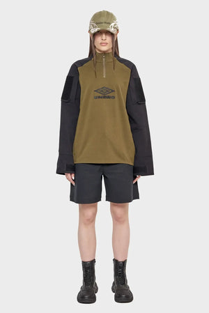 damskie#@Bluza TACTICAL HALF ZIP czarno/zielona