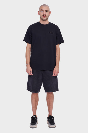 meskie#@Koszulka SCRIPT EMBROIDERY czarna