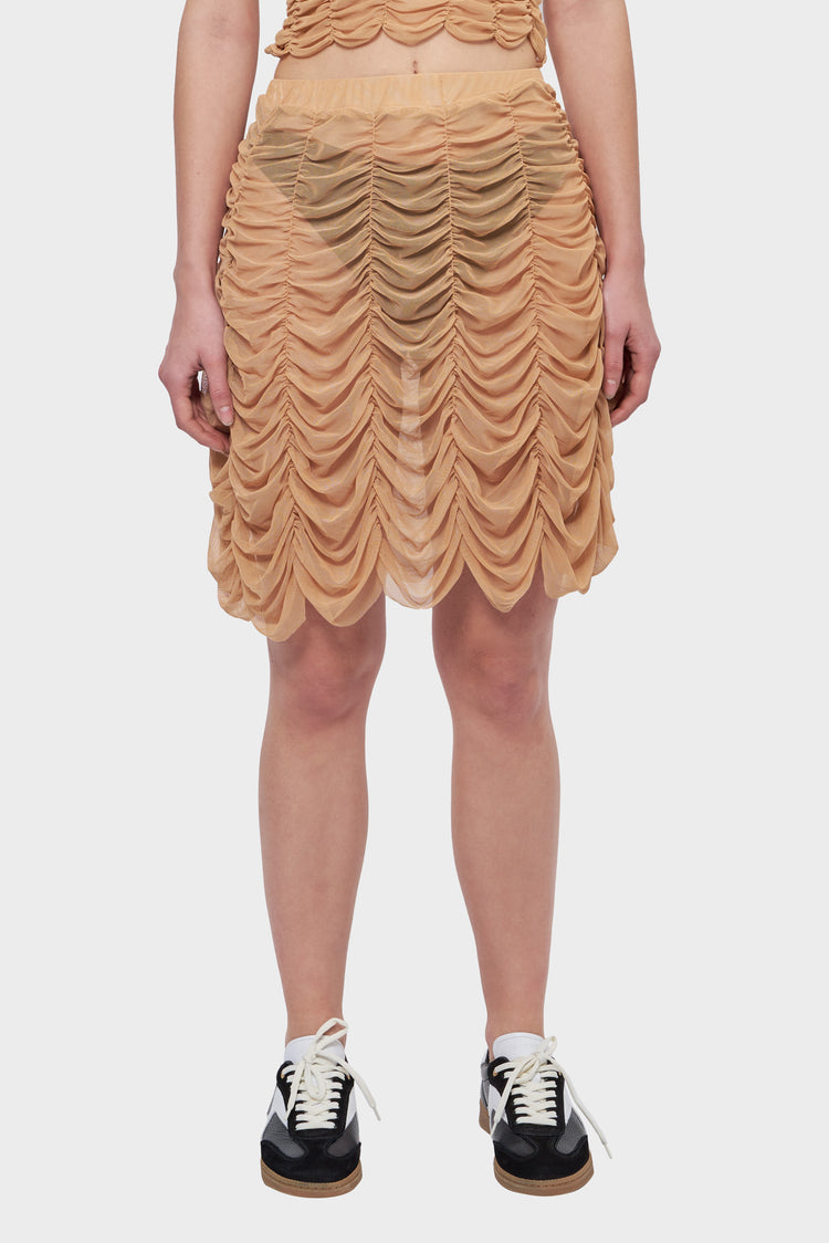 MESH DRAPE SKIRT beige