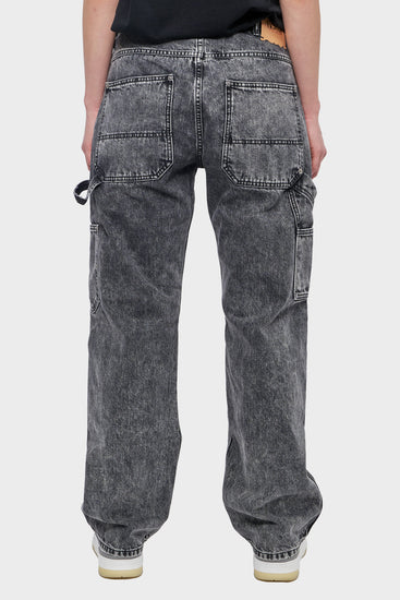 damskie#@Spodnie ACID WASH DENIM CARPENTER Czarne