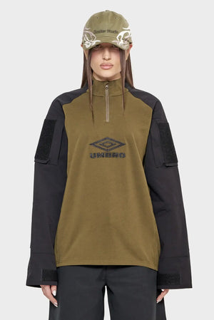 damskie#@Bluza TACTICAL HALF ZIP czarno/zielona