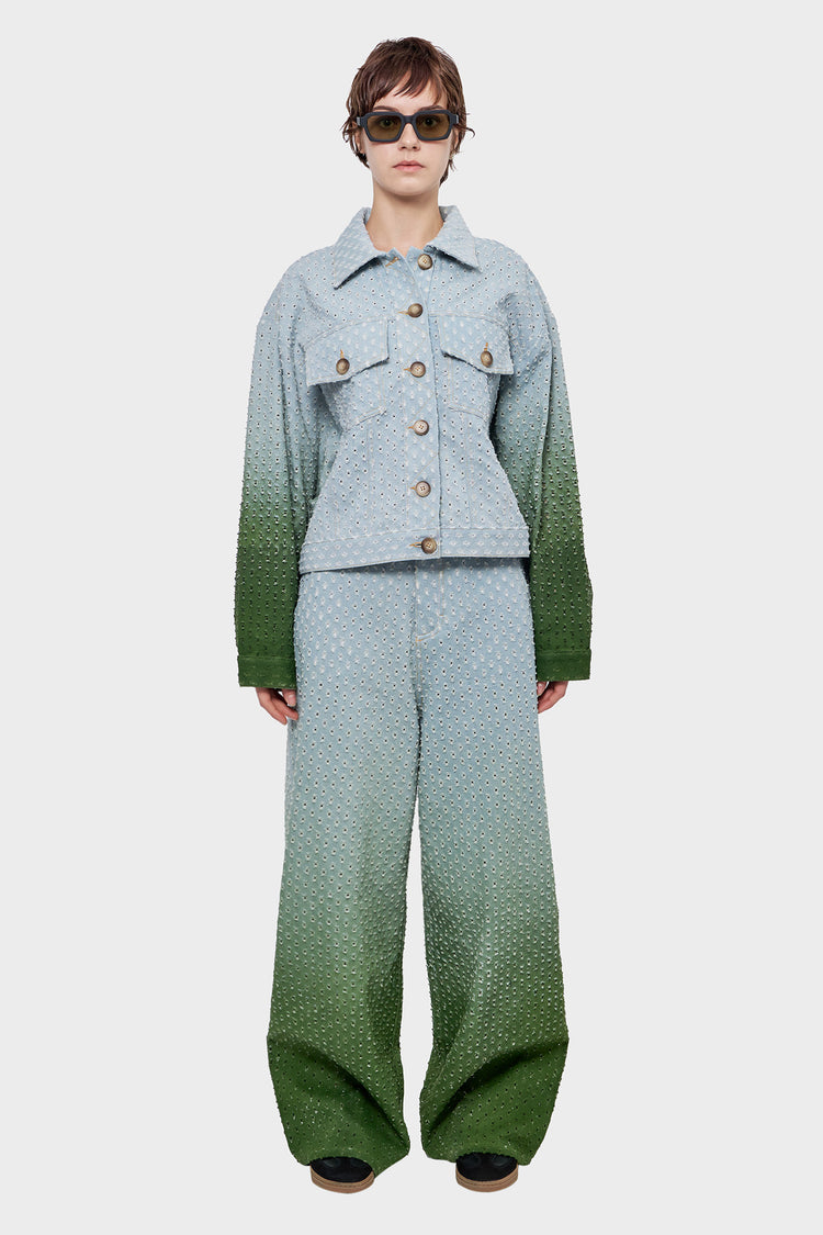 PERFORATED JACKET light blue/green