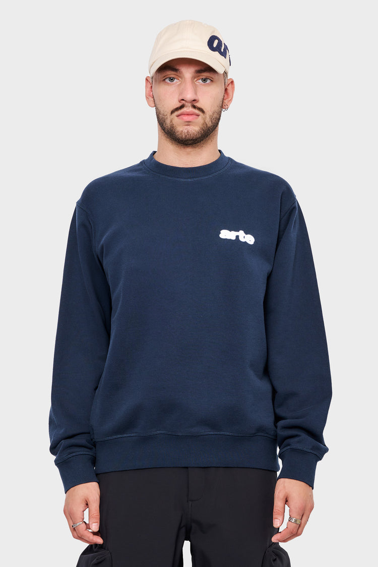 meskie#@Bluza BLUR FLOWER CREWNECK granatowa